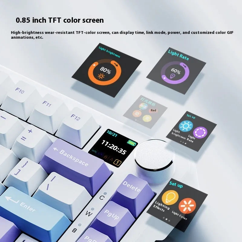 Three-mode wireless mechanical keyboard with PBT plastic construction in black, grey and yellow options