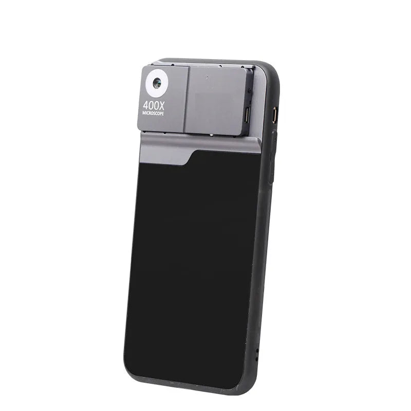 Aluminium alloy and TPU 400X microscope lens with clip-on case for iPhone mobile phones