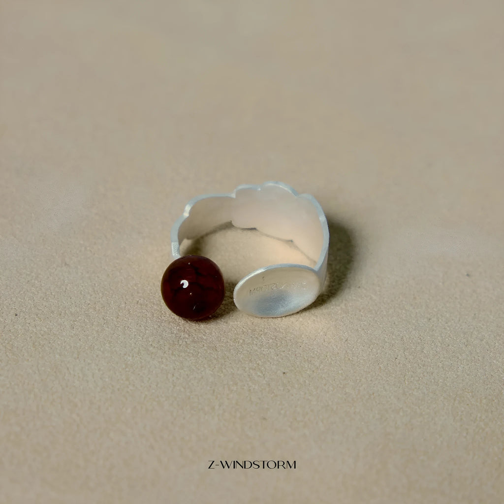 Alloy ring and bracelet set with diamond shape and small round spoon stewed pork motif.