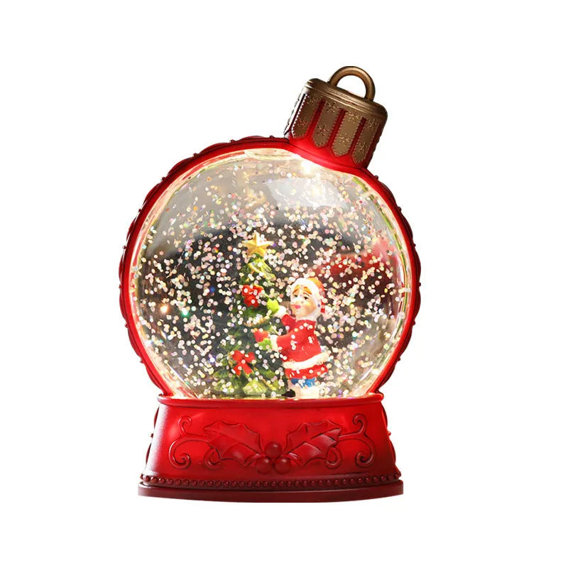 Battery-powered LED Christmas decoration with flame simulation light in plastic character design
