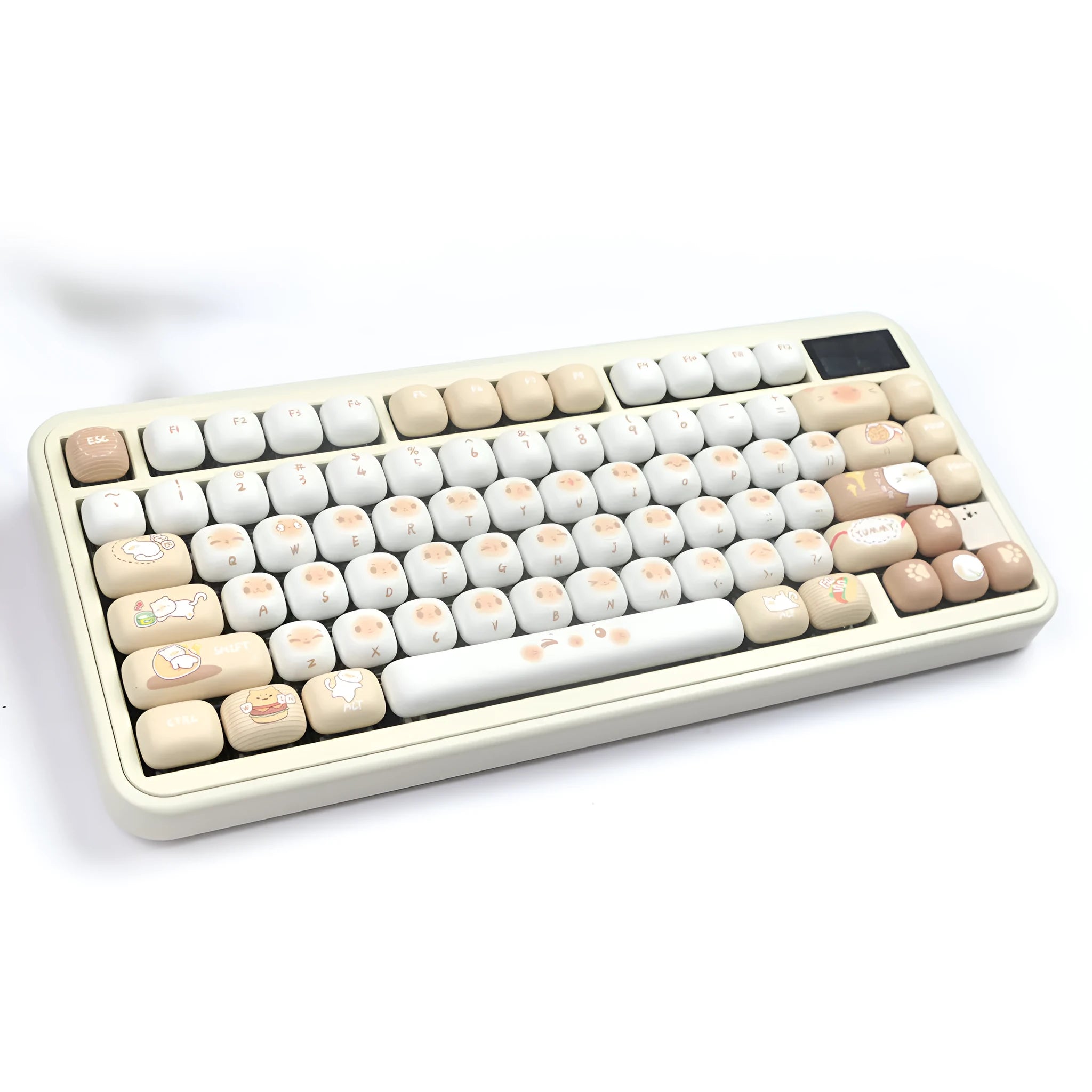 26-piece PBT key cap set with steamed bread design for mechanical keyboards, showing march past colour scheme
