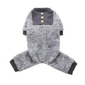 Winter plush zebra stripe pet pyjamas in SY106 Gray Penguin colour on a small dog