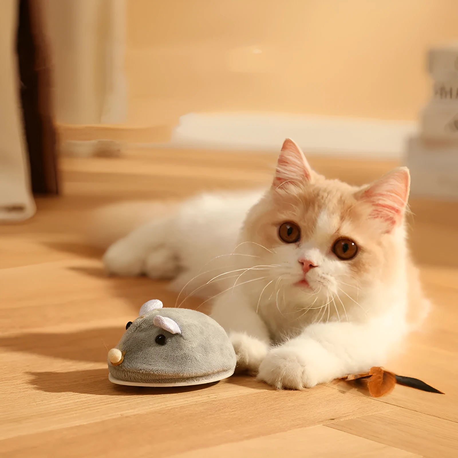 Pet Toy Electric Mouse Cat Stick in grey, USB charging, 17x10x8cm, lightweight cat toy
