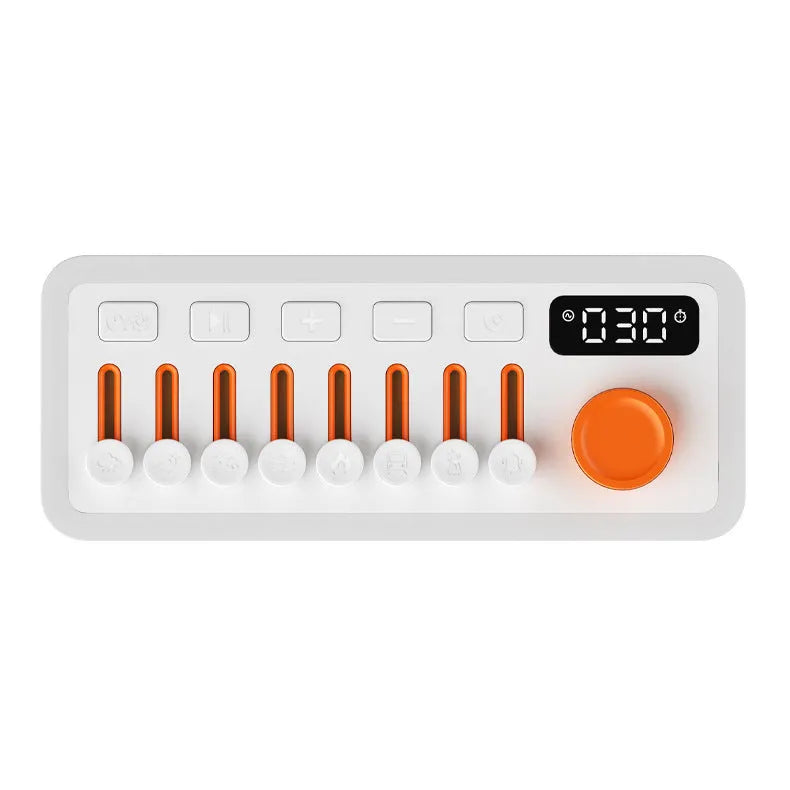 White DIY smart sleeping speaker with RGB colour night lamp, USB powered, 180x73x80 mm