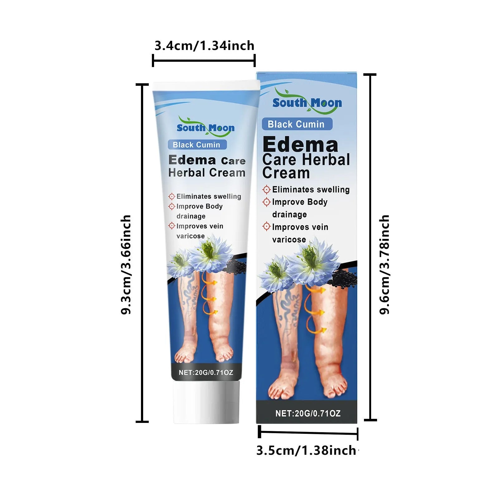 20g tube of herbal leg care cream with black grass seeds and horse chestnut.