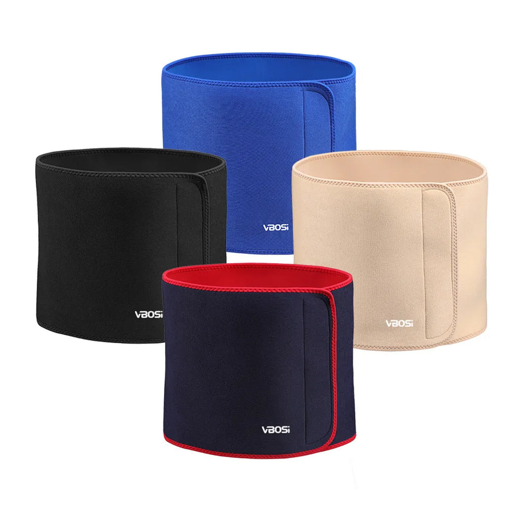 Widened sweat waistband for weightlifting and sports support in black, blue, navy blue, and skin colour