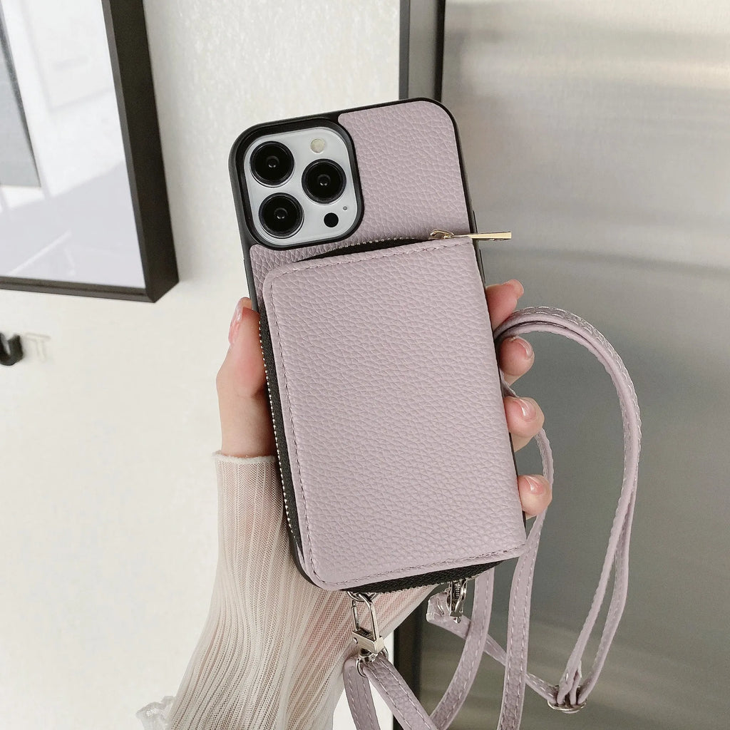 Litchi pattern textured protective case for iPhone, shown in multiple colour options.