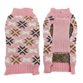 Grey and pink Japanese-style retro jacquard knit sweater, hat, and scarf sets for small dogs and cats.