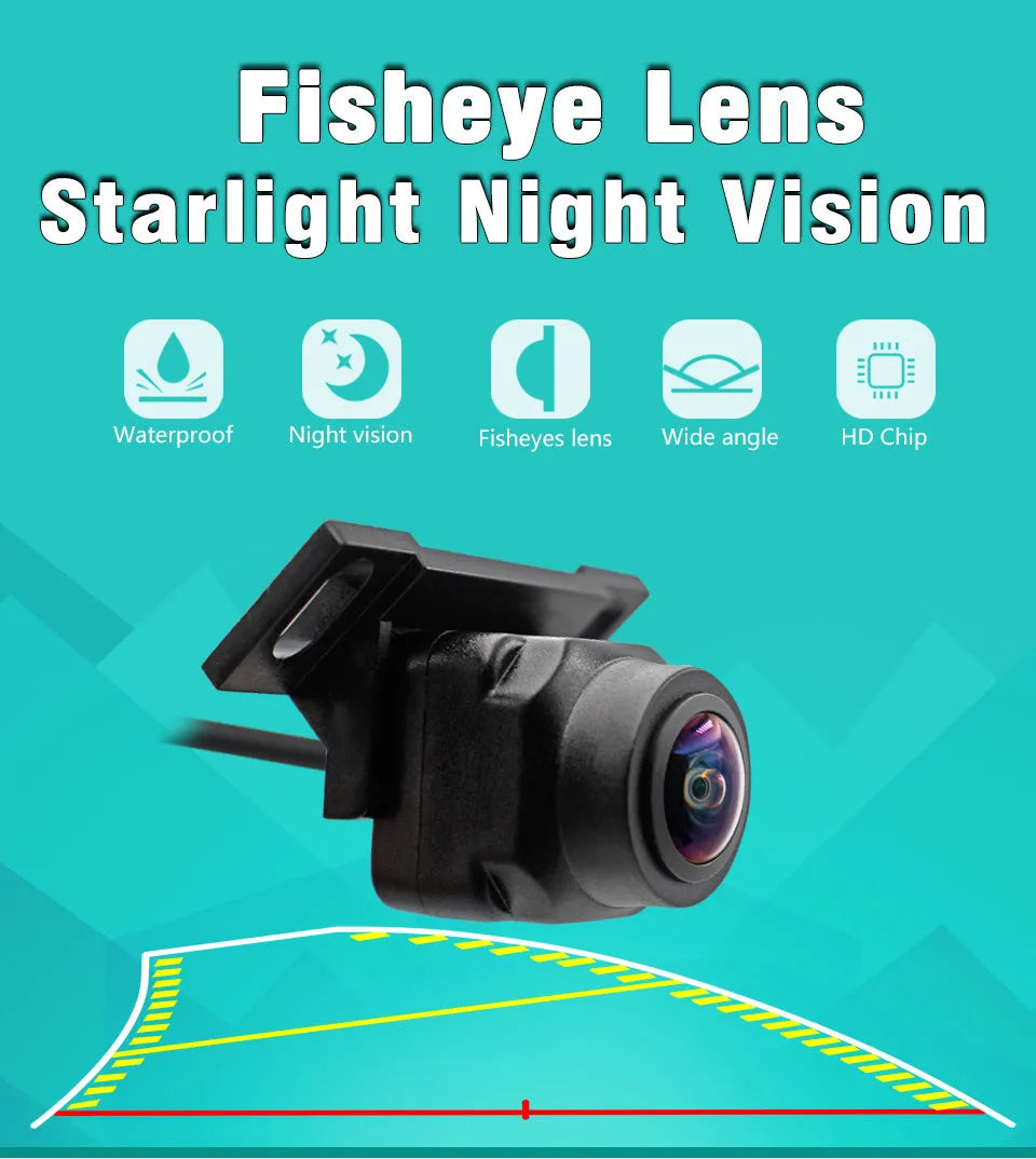 Black plastic car rear view camera with 170-degree wide angle, 720 resolution, IP67 rating, 12V WiFi, 100g