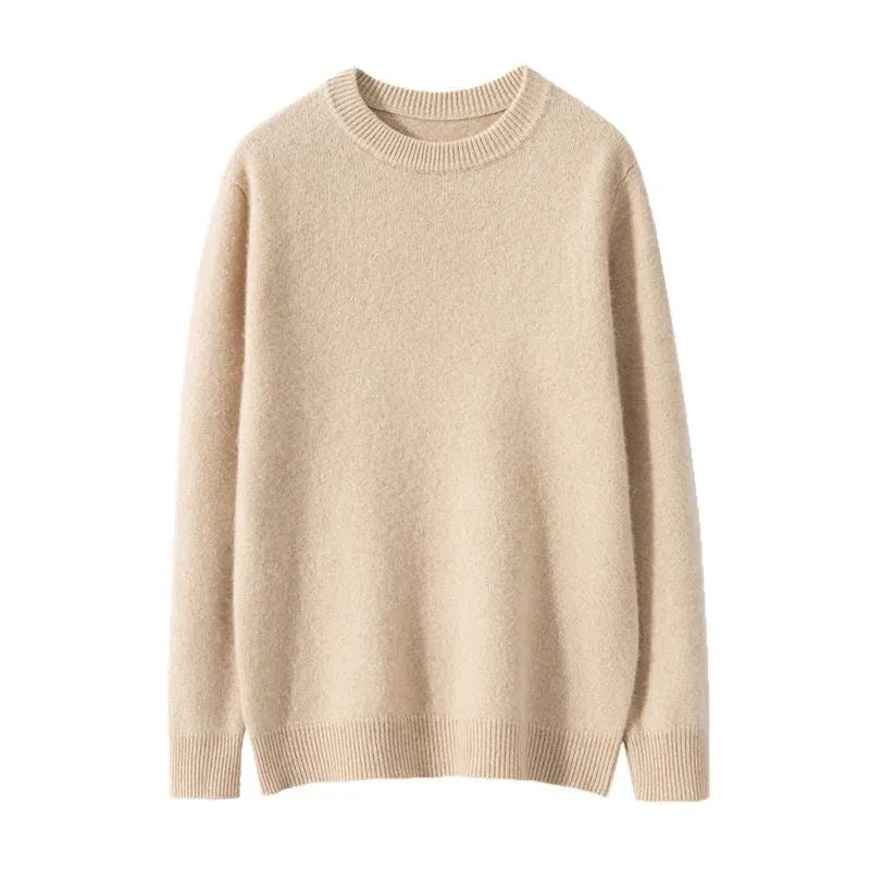 Men's round neck solid colour pullover sweater in slim fit, viscose blend, available in black