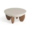 White solid wood adjustable height coffee table with storage compartments.