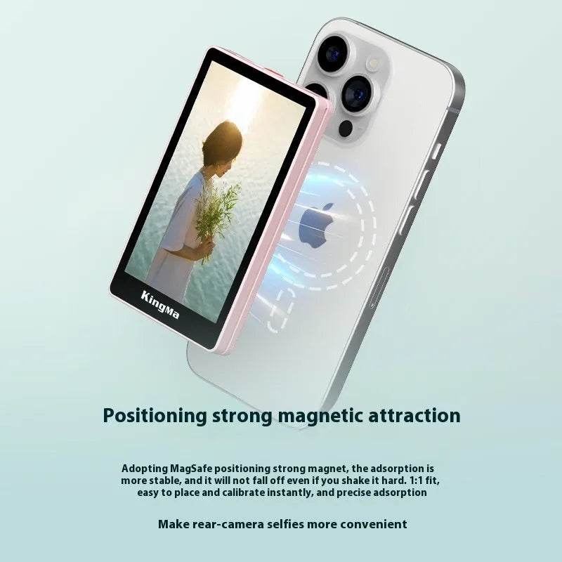 Wireless Bluetooth selfie display with 1080p resolution, lightweight 210g, clip-on design, black colour
