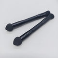Double-headed miter sponge concealer makeup brush with black wooden handle
