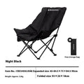 Night black portable folding moon chair in Oxford cloth for outdoor camping and beach use.