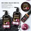 Red onion shampoo and conditioner four-piece set including large bottles and hair treatment products