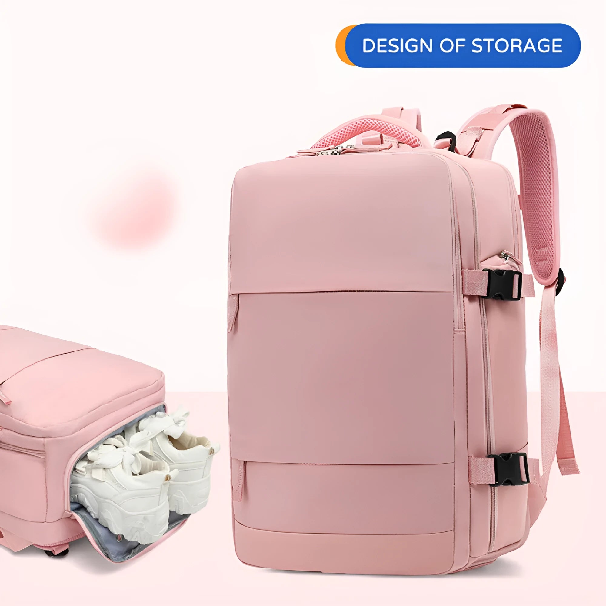 Large waterproof nylon mummy backpack in various colours on a neutral background