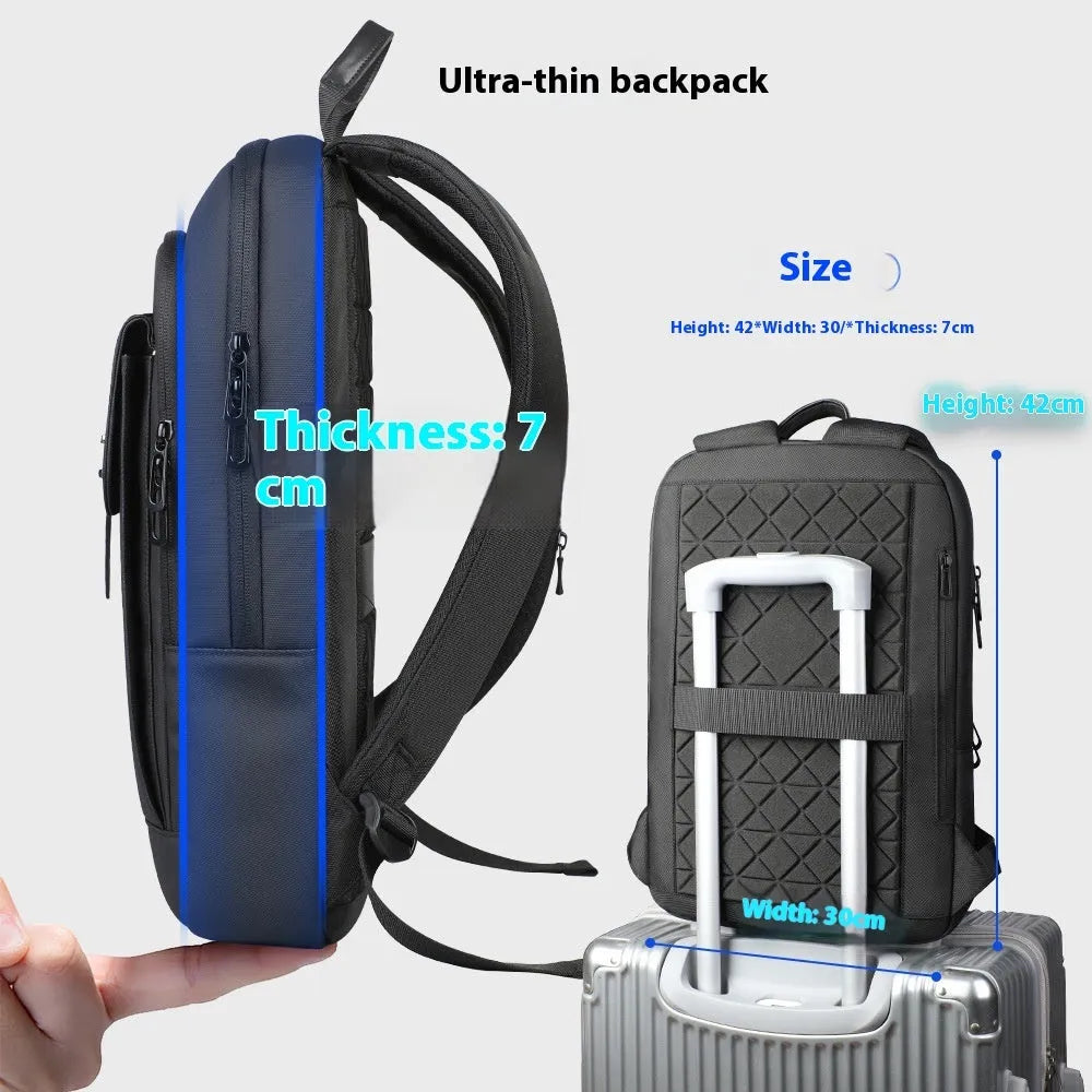 Black Oxford cloth business backpack with polyester lining for daily commuting