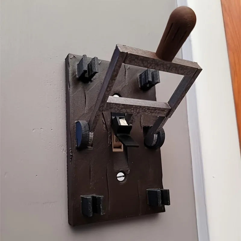 Retro American-style decorative wall switch plate made from white PLA material for UK standard single control switches.