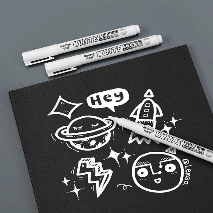 14cm white oil-based painting pen with single head and 2.8mm white marker refill option for craft and DIY use