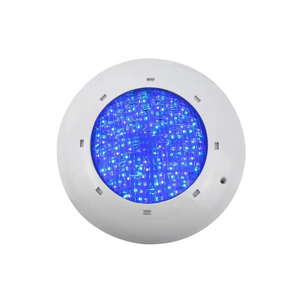 Round plastic wall-mounted underwater lamp with IP68 rating for pond or fountain lighting