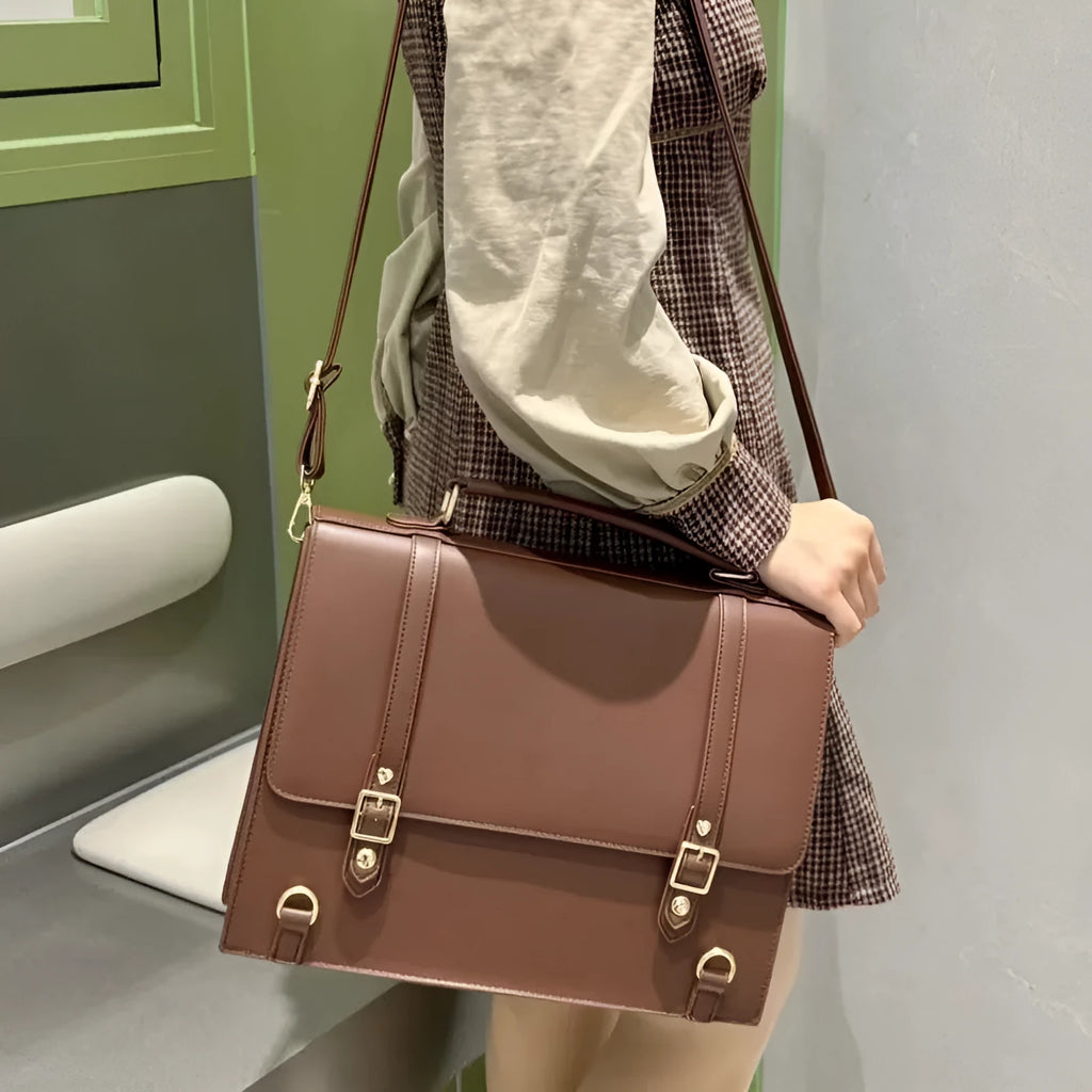 Uniform college style cotton doll cartoon backpack cross-body in black tie plate colour