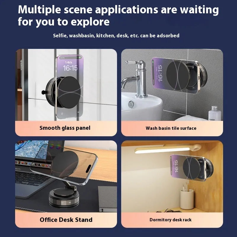Folding vacuum suction cup car phone holder in T30 Black with zinc alloy mount