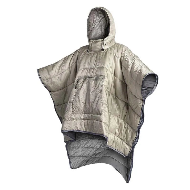Army Green adult wearable cloak sleeping bag converts to 200x140cm blanket for outdoor camping use