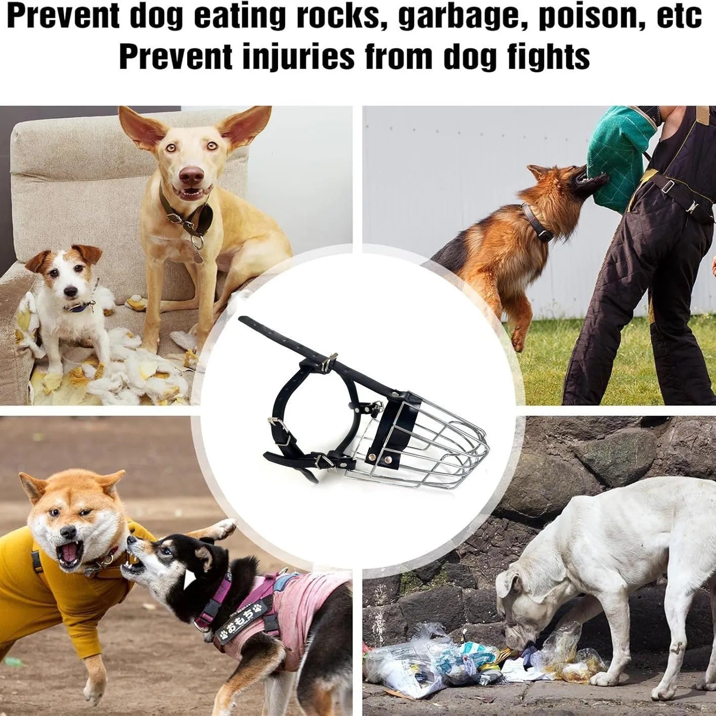 Black metal dog muzzle for golden retrievers and German shepherds