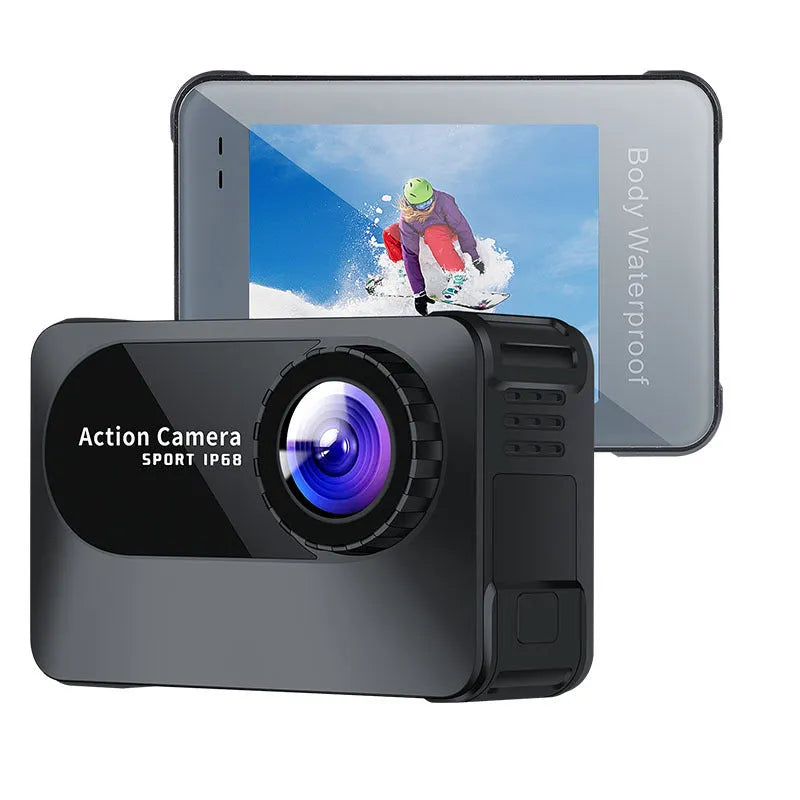 Black outdoor sports camera tachograph with 170° lens and compact 66mm x 44mm x 31mm dimensions