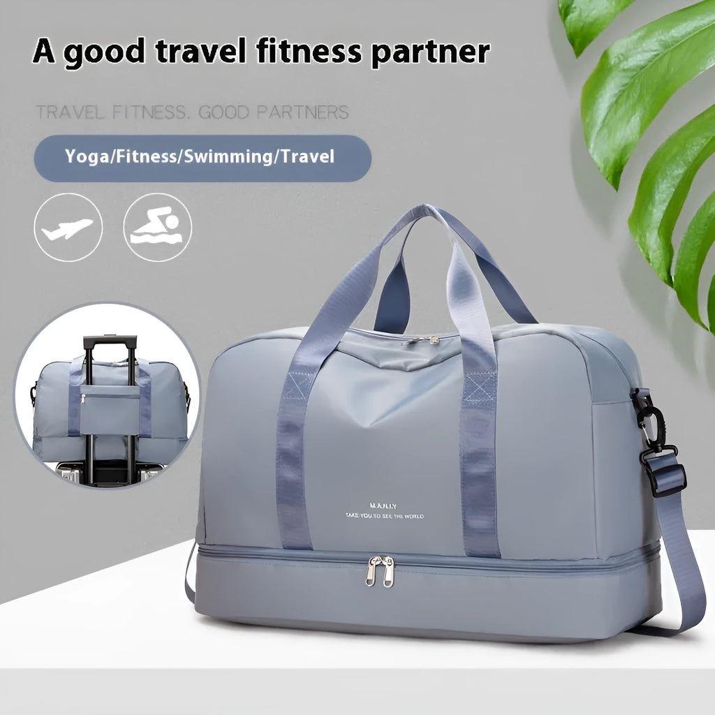 Large capacity waterproof Oxford cloth travel bag with dry wet separation for short trips