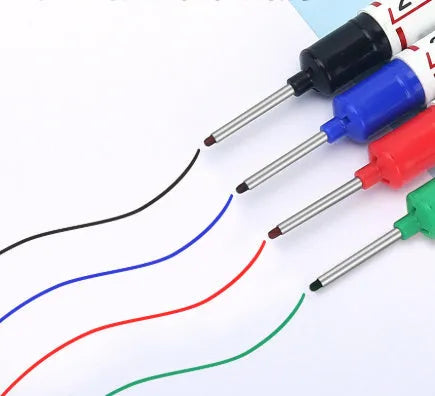 Pack of ten waterproof quick-drying woodworking tile markers with 20mm long pen heads in black, red, and blue