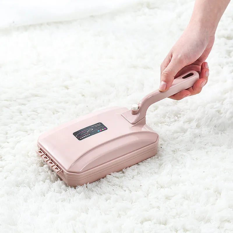 Plastic electrostatic dusting brush for bed sheet, quilt, sofa, and carpet hair removal, blue pink purple