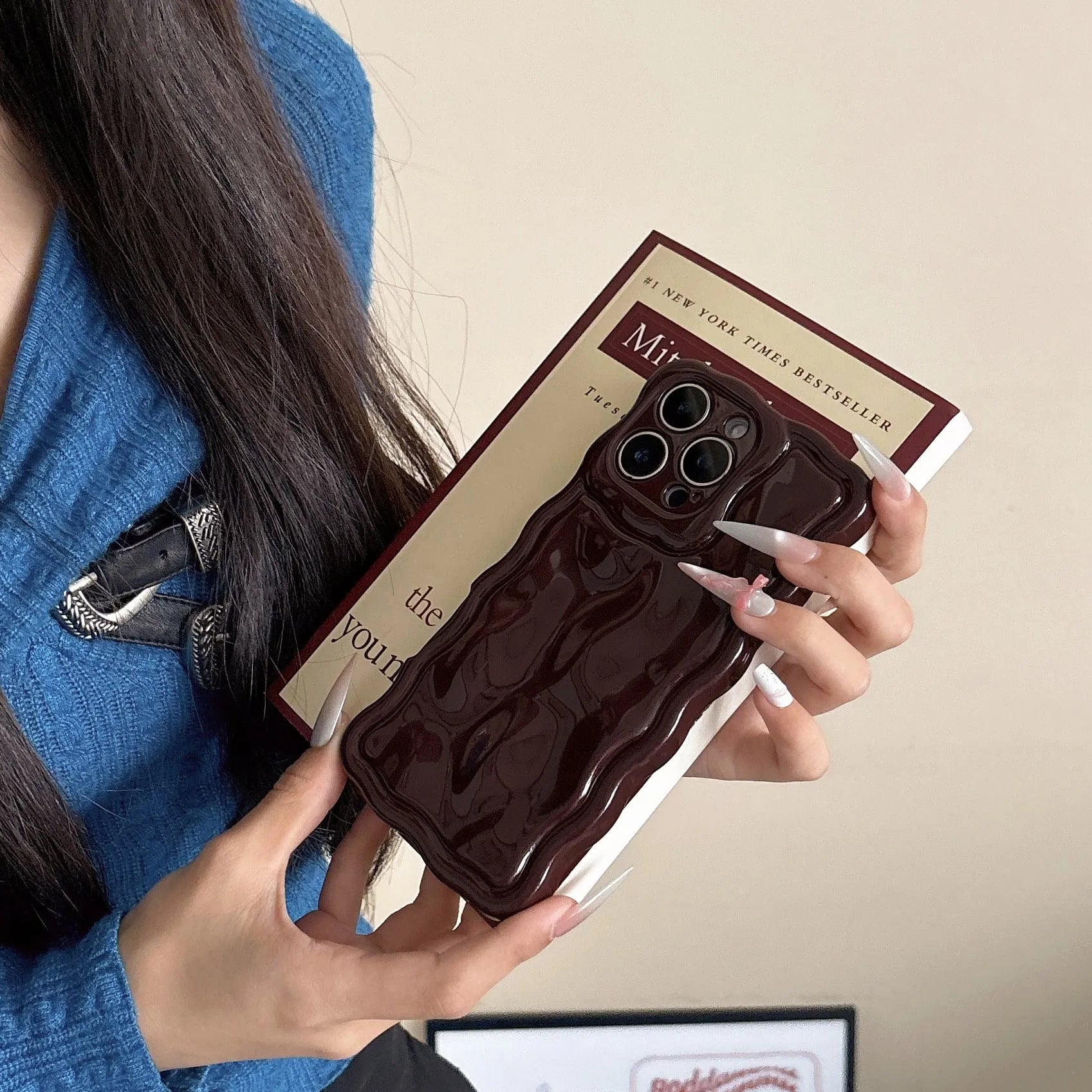 Simple solid colour water ripple TPU phone case with anti-fall and anti-fingerprint coating for iPhone