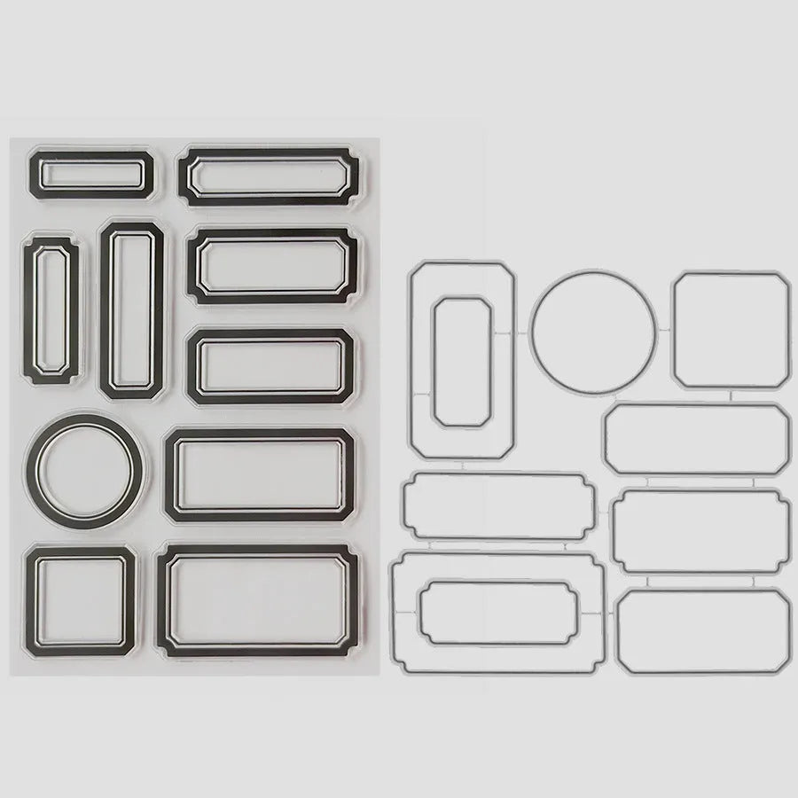 Contour label silicone transparent stamp with metal material in LG24-7108 colour for home geometry use