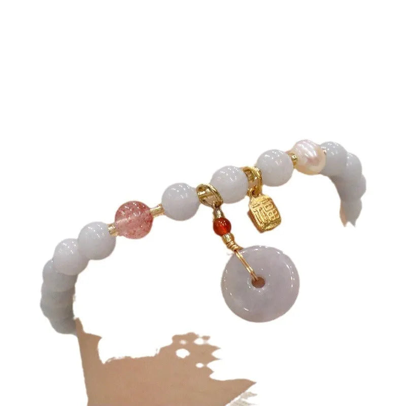 Aquamarine crystal bracelet with gold plated charm pendant for women
