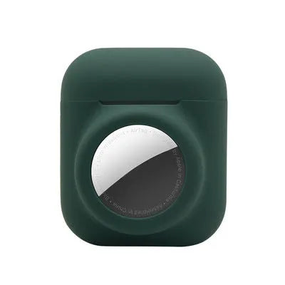 Silicone flip cover case for Apple AirTag showing twelve colour options including luminous green and avocado