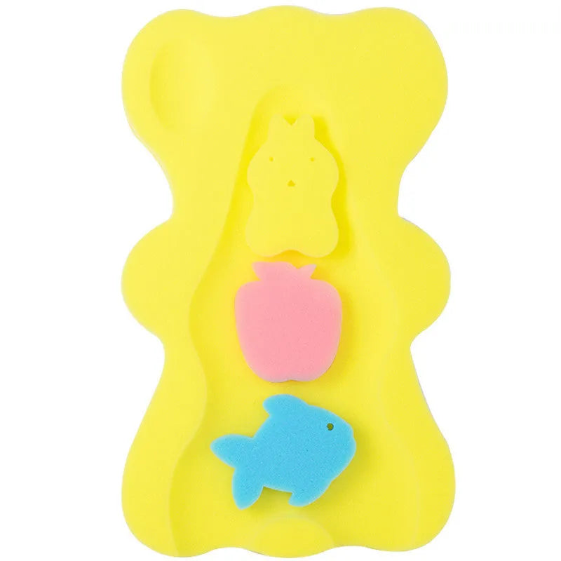 Bath sponge mat in yellow, polyurethane, 4.7 cm thick, for baby bath time