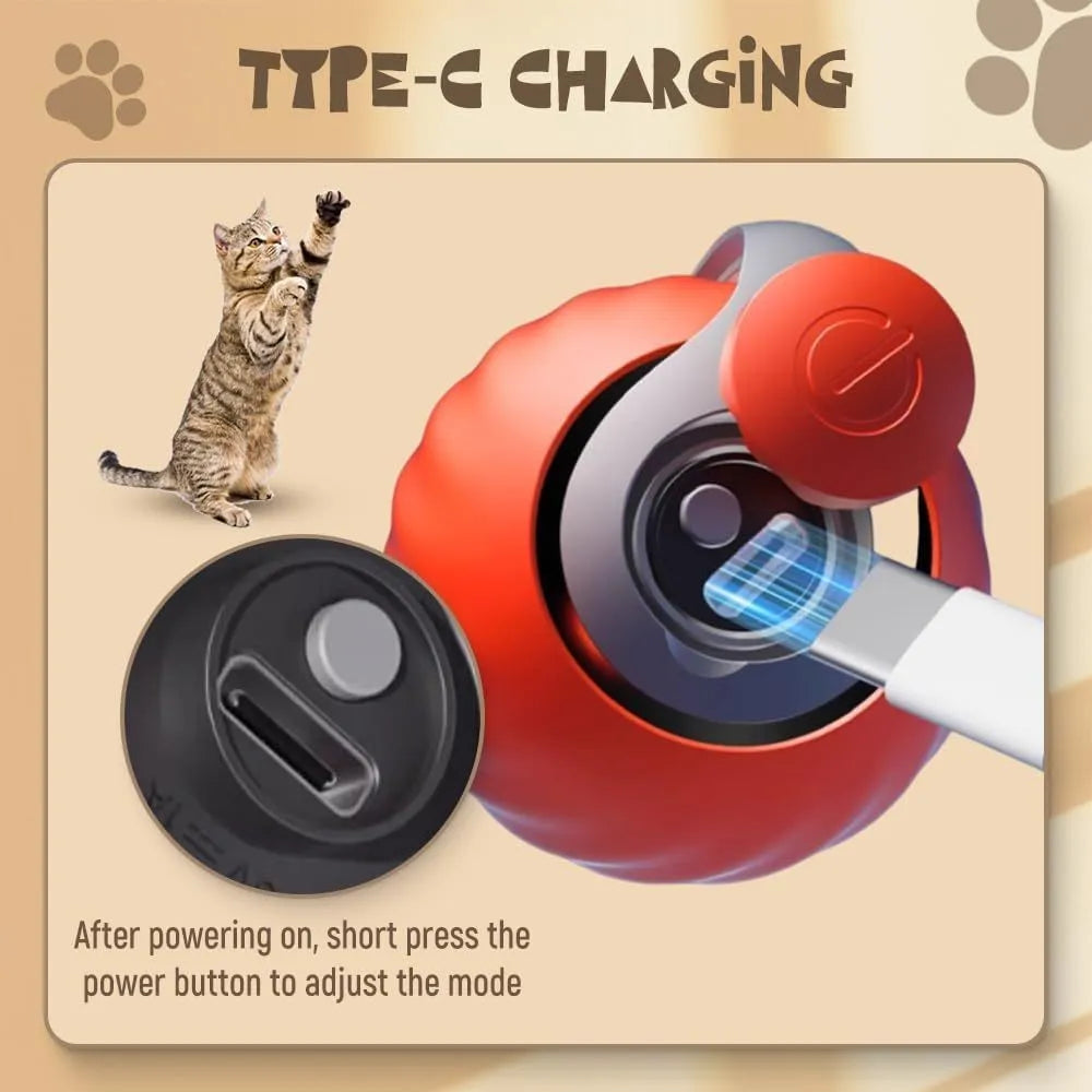 Blue interactive rolling ball pet toy with touch control activation for cats and dogs