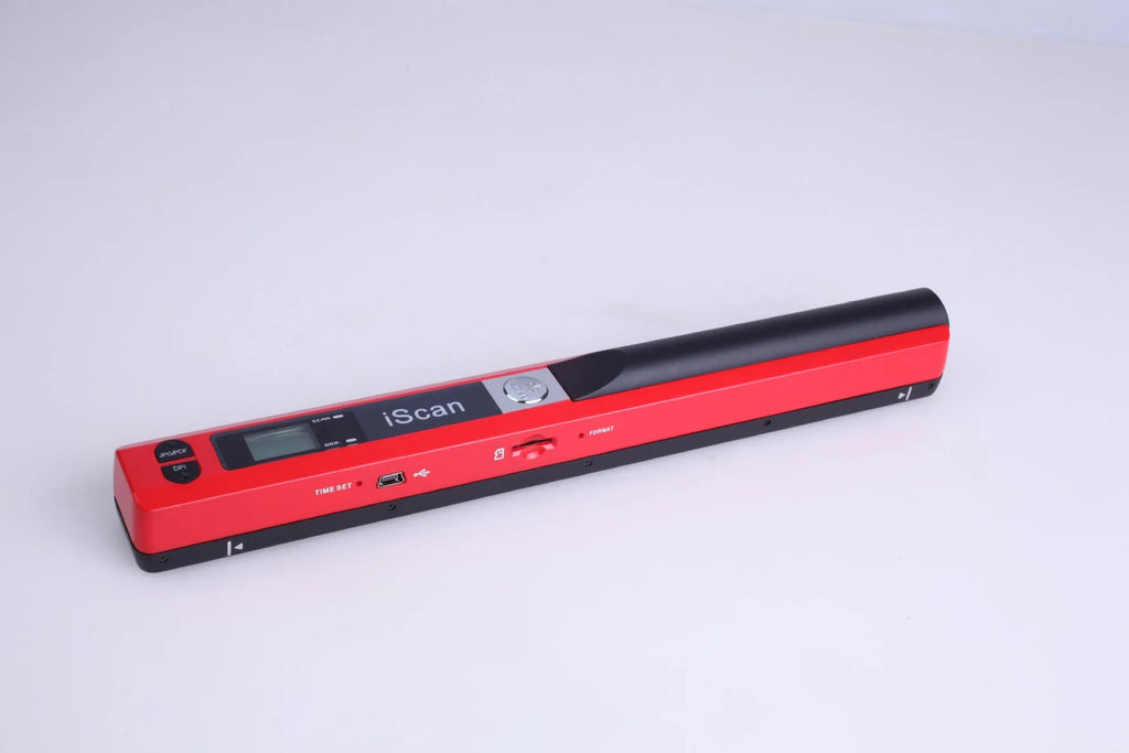 Handheld barcode scanner in multiple colours with USB cable connection