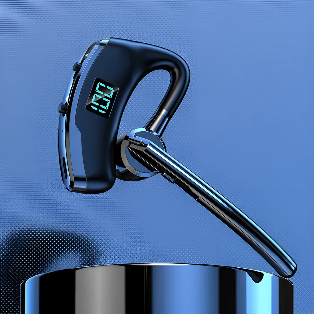 V8S Black voice control single-ear Bluetooth headset with digital display for car use
