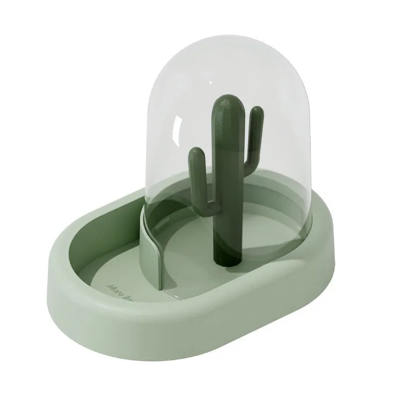 Creative cactus design hamster automatic feeder with transparent 190ml grain storage