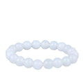 Hotan white jade goat fat round bead bracelet with 10mm Hetian jade beads on a neutral background