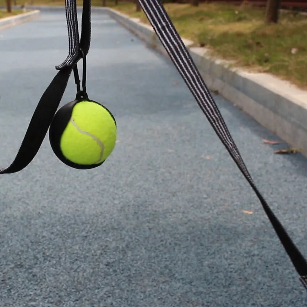 Portable tennis ball sheath for dogs, available in multiple colours, holds a standard tennis ball securely
