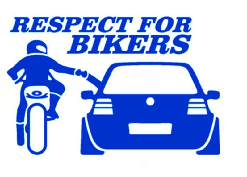 Cartoon funny motorcycle rider car sticker in A Black on a reflective polyester film surface, size 13x19cm