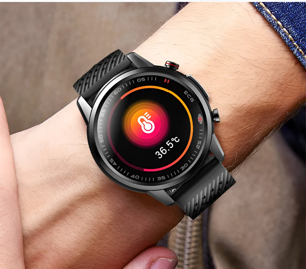 F800 ECG Blood Pressure Sports Smart Watch with black TPU wristband on wrist