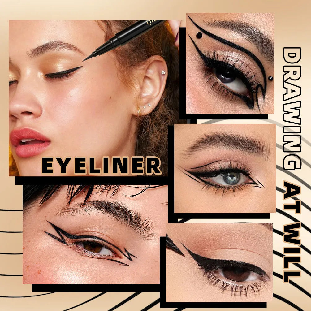 Black liquid eyeliner pen with waterproof and smudge-proof properties