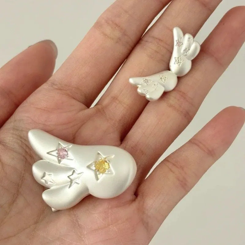 XINGX angel wings colorful zircon hairpin compact acrylic barrette for women classic style