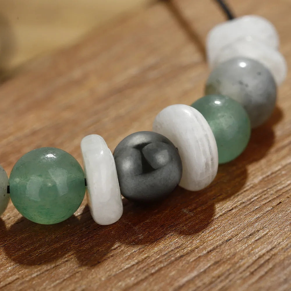 Handmade geometric stone bracelet with wax line construction in colour 3906