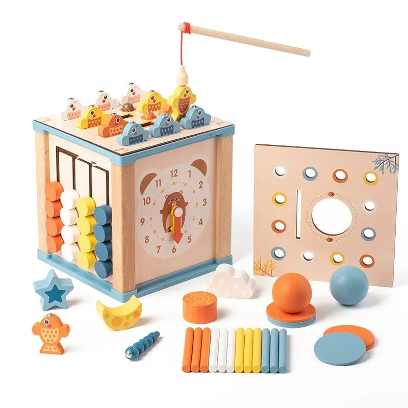 Wooden building blocks treasure chest for children aged 4-6 years, 16.5 cm cube intelligence box