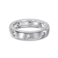 Personalized simple silver ring with zircon inlay in white gold colour, geometric shape, sizes no.6 to no.9.
